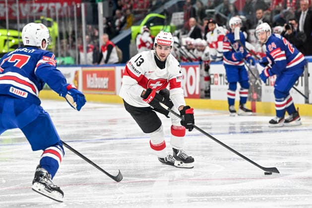ZURICH, SWITZERLAND - MAY 15: Nico Hischier of Switzerland in action during the 2026 IIHF Ice hockey, Eishockey World Championship, WM, Weltmeisterschaft Switzerland game between USA and Switzerland at Swiss Life Arena on May 15, 2026 in Zurich, Zurich. Zurich Swiss Life Arena Zurich Switzerland Copyright: xJustPictures.ch AndreaxBrancax jp-en-EuSpIm-JP7_ANB_US_Sui_15052026_0123
