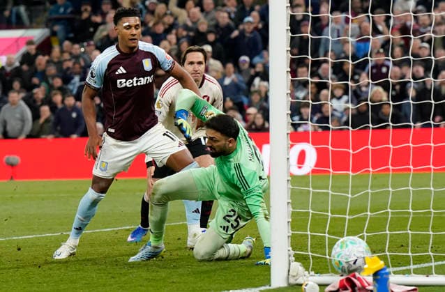 Birmingham, England, 15th May 2026. Ollie Watkins of Aston Villa scoring the third goal during the Aston Villa vs Liverpool Premier League match at Villa Park, Birmingham. Picture credit should read: Andrew Yates Sportimage EDITORIAL USE ONLY. No use with unauthorised audio, video, data, fixture lists, club league logos or live services. Online in-match use limited to 120 images, no video emulation. No use in betting, games or single club league player publications. SPI_033_AY_ASTON_VILLA_LIVERPOOL SPI-4802-0032