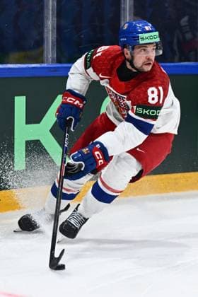 Matej Blumel of Czech Republic in action during the IIHF World Championship, WM, Weltmeisterschaft Group B match Czech Republic vs Denmark on May 15, 2026, Fribourg, Switzerland. (CTKxPhoto RadekxPetrasek) CTKPhotoP2026051508988  CTKPhotoP2026051508988
