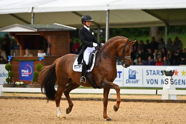 Lisa MUELLER auf Gut Wettkam™s D™Avie FRH, Aktion,Dressur,Dressurreiten. Pferd International 2026 am 15.05.2026 in Muenchen-Riem,Olympia Reitanlage. Â