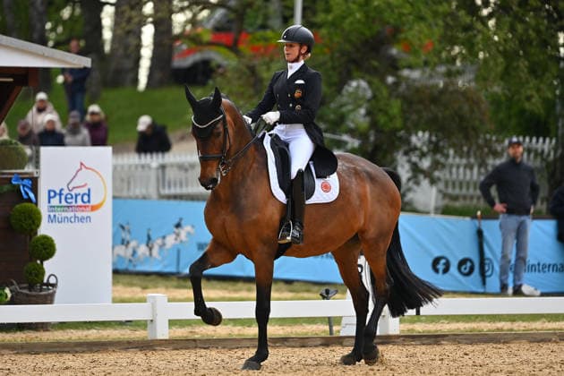 Jessica VON BREDOW WERNDL auf Times Kismet, Aktion,Dressur,Dressurreiten. Pferd International 2026 am 15.05.2026 in Muenchen-Riem,Olympia Reitanlage. Â
