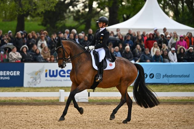 Jessica VON BREDOW WERNDL auf Times Kismet, Aktion,Dressur,Dressurreiten. Pferd International 2026 am 15.05.2026 in Muenchen-Riem,Olympia Reitanlage. Â