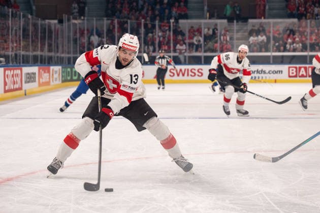 ZURICH, ZURICH - MAY 15: Nico Hischier of Switzerland during the 2026 IIHF World Championship, WM, Weltmeisterschaft Group A match between Switzerland and USA at Swiss Life Arena on May 15, 2026 in Zurich, Zurich, Switzerland. Copyright: xLivioxBaeriswylx xSPPx Sportspressphoto_SPR147418