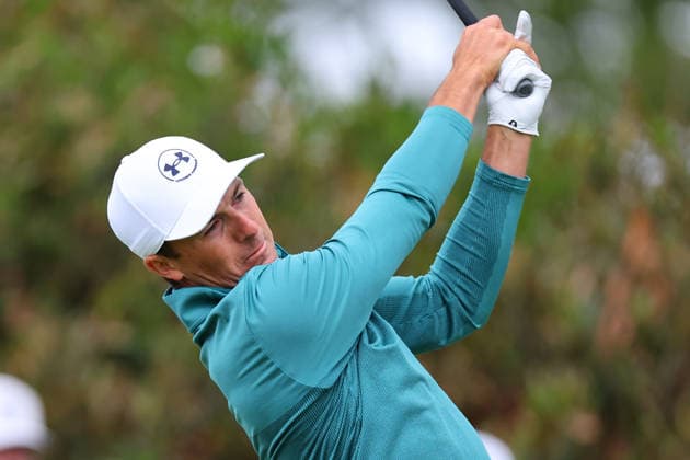 NEWTON SQUARE, PA - MAY 15: Jordan Spieth of the United States tees of at the first tee during Round 2 of the 2026 PGA, Golf Herren Championship on May 15, 2026 at Aronimink Golf Club in Newtown Square, Pennsylvania. (Photo by Rich Graessle Icon Sportswire) GOLF: MAY 15 PGA PGA Championship EDITORIAL USE ONLY Icon260515255932