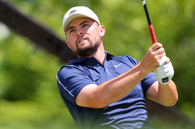 NEWTON SQUARE, PA - MAY 15: Alex Fitzpatrick of England tees off at the tenth tee during Round 2 of the 2026 PGA, Golf Herren Championship on May 15, 2026 at Aronimink Golf Club in Newtown Square, Pennsylvania. (Photo by Rich Graessle Icon Sportswire) GOLF: MAY 15 PGA PGA Championship EDITORIAL USE ONLY Icon260515256532