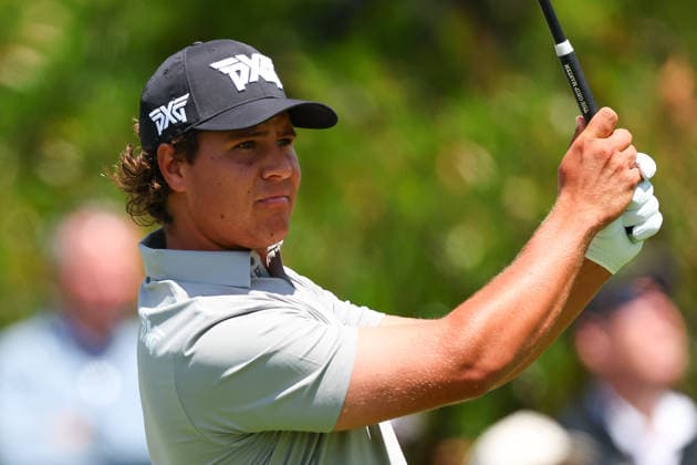 NEWTON SQUARE, PA - MAY 15: Aldrich Potgieter of South Africa tees off at the first tee during Round 2 of the 2026 PGA, Golf Herren Championship on May 15, 2026 at Aronimink Golf Club in Newtown Square, Pennsylvania. (Photo by Rich Graessle Icon Sportswire) GOLF: MAY 15 PGA PGA Championship EDITORIAL USE ONLY Icon260515256602