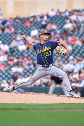 May 15th, 2026: Milwaukee Brewers starting pitcher Coleman Crow (57) pitches in the first inning during a MLB, Baseball Herren, USA Baseball game between the Milwaukee Brewers and the Minnesota Twins at Target Field in Minneapolis, Minnesota. CSM Minneapolis USA - ZUMAc04_ 20260515_zma_c04_022 Copyright: xStevenxGarciax