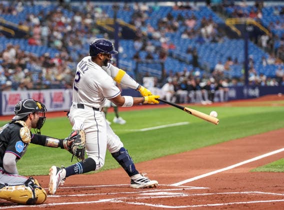 May 15, 2026, U.S.: Tampa Bay Rays designated hitter YANDY DoÂAZ (2) this a home run during the first inning against the Miami Marlins. The Tampa Bay Rays hosted the Miami Marlins at Tropicana Field in St. Petersburg, FL. U.S. - ZUMAm299 20260515_znp_m299_005 Copyright: xTaylorxMcFeex