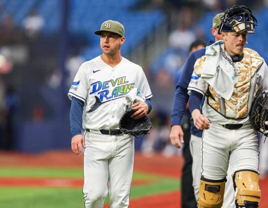 May 15, 2026, U.S.: Tampa Bay Rays pitcher IAN SEYMOUR (61) walks out of the bullpen ahead of his start against the Miami Marlins. The Tampa Bay Rays hosted the Miami Marlins at Tropicana Field in St. Petersburg, FL. MLB, Baseball Herren, USA 2026: Miami Marlins At Tampa Bay Rays  - ZUMAm299 20260515_znp_m299_006 Copyright: xTaylorxMcFeex