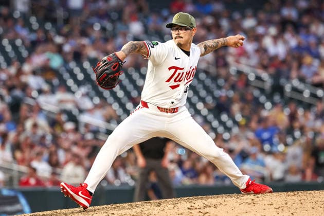 May 15th, 2026: Minnesota Twins pitcher Anthony Banda (43) pitches in the ninth inning during a MLB, Baseball Herren, USA Baseball game between the Milwaukee Brewers and the Minnesota Twins at Target Field in Minneapolis, Minnesota. CSM MLB 2026: Brewers Vs Twins MAY 15  - ZUMAc04_ 20260515_zma_c04_052 Copyright: xStevenxGarciax