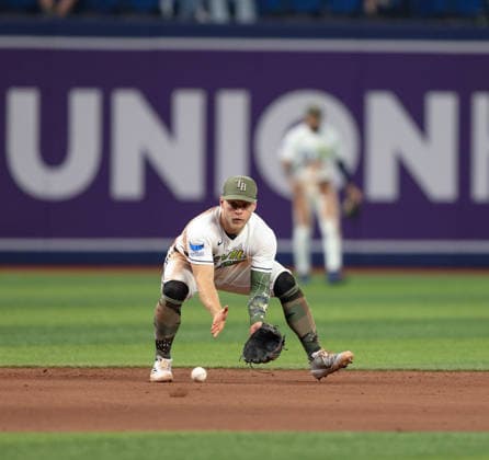 May 15, 2026, U.S.: Tampa Bay Rays shortstop TAYLOR WALLS (6) fields a ground ball in a game against the Miami Marlins. The Tampa Bay Rays hosted the Miami Marlins at Tropicana Field in St. Petersburg, FL. MLB, Baseball Herren, USA 2026: Miami Marlins 2:7 Tampa Bay Rays  - ZUMAm299 20260515_znp_m299_019 Copyright: xTaylorxMcFeex