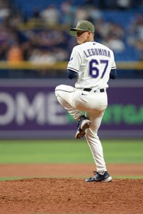 May 15, 2026, U.S.: Tampa Bay Rays pitcher CASEY LEGUMINA (67) on the mound in relief during a game against the Miami Marlins. The Tampa Bay Rays hosted the Miami Marlins at Tropicana Field in St. Petersburg, FL. MLB, Baseball Herren, USA 2026: Miami Marlins 2:7 Tampa Bay Rays  - ZUMAm299 20260515_znp_m299_030 Copyright: xTaylorxMcFeex