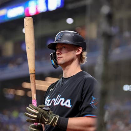 May 15, 2026, U.S.: Miami Marlins left fielder KYLE STOWERS (28) stand in the on-deck circle during a game against the Tampa Bay Rays. The Tampa Bay Rays hosted the Miami Marlins at Tropicana Field in St. Petersburg, FL. U.S. - ZUMAm299 20260515_znp_m299_016 Copyright: xTaylorxMcFeex