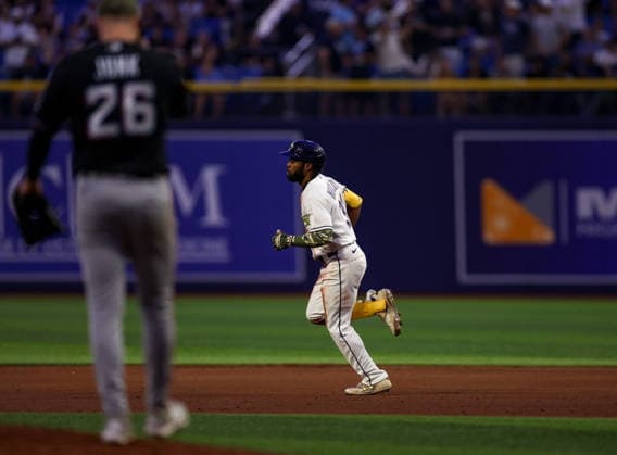 May 15, 2026, U.S.: Tampa Bay Rays center fielder CEDRIC MULLINS (31) rounds the bases after hitting a home run against the Miami Marlins. The Tampa Bay Rays hosted the Miami Marlins at Tropicana Field in St. Petersburg, FL. U.S. - ZUMAm299 20260515_znp_m299_029 Copyright: xTaylorxMcFeex