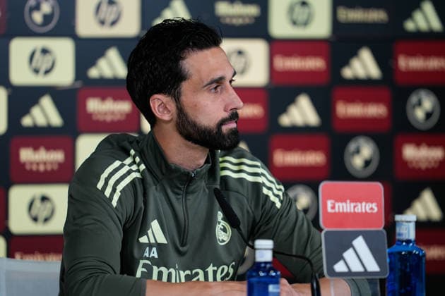 May 16, 2026, Valdebebas, Madrid, Spain: Alvaro Arbeloa, head coach of Real Madrid, attends his press conference, PK, Pressekonferenz during the training day of Real Madrid ahead the Spanish League, LaLiga EA Sports, football match against Sevilla FC at Ciudad Deportiva Real Madrid on May 16, 2026, in Madrid, Spain. Valdebebas Spain - ZUMAa181 20260516_zaa_a181_008 Copyright: xDennisxAgyemanx
