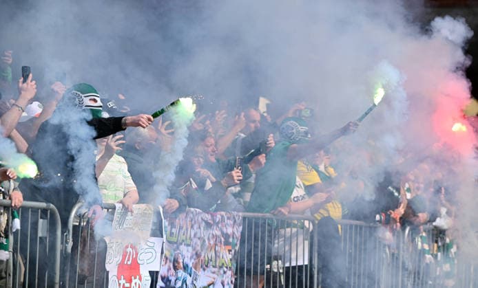Celtic fans at Celtic Park Celtic v Heart of Midlothian, William Hill Scottish Premiership, Football, Celtic Park, Glasgow, Scotland, UK - 16 May 2026Glasgow Celtic Park United Kingdom EDITORIAL USE ONLY No use with unauthorised audio, video, data, fixture lists, club league logos or live services. Online in-match use limited to 120 images, no video emulation. No use in betting, games or single club league player publications. Copyright: xMarkxRunnacles Shutterstockx 16876830as