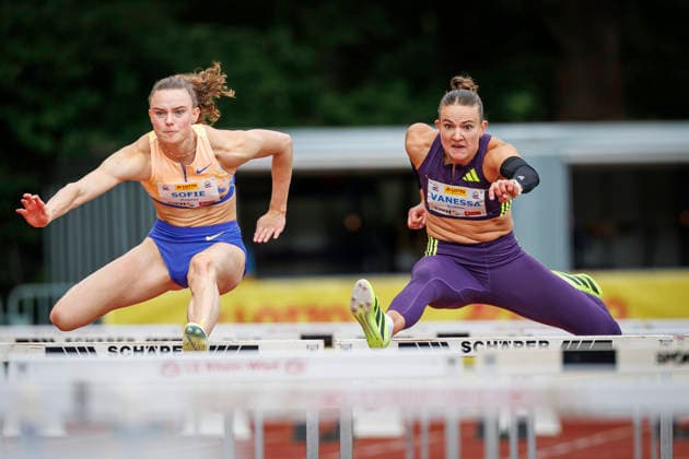 Lotto Deichmeeting; Neuwied, 16.05.2026 Vanessa Grimm (Königsteiner LV); und Sofie Dokter (NED) Lotto Deichmeeting am 16.05.2026 im Rhein-Wied Stadion, Neuwied (Rheinland-Pfalz). Copyright: xBEAUTIFULxSPORTS B.Hoffmannx