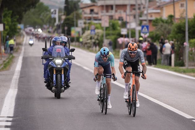 Italy™s Alberto Bettiol of XDS Astana Team, Italy™s Filippo Ganna of Netcompany Ineos runaway during Stage 8 of the Giro d™Italia, from Chieti to Fermo, Italy, Saturday, May 16, 2026. Copyright: xMarcoxAlpozzi LaPressex
