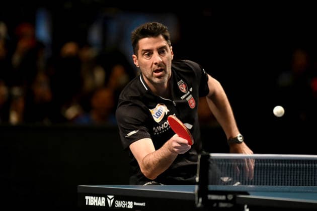 TT CL Hylo Final 4 Halbfinale 1 FC Saarbrücken TT - Bogoria Grodzisk am 16.05.2026 in der Saarlandhalle in Saarbrücken Panagiotis Gionis ( Bogoria )