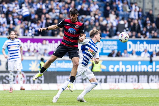 3.Liga: MSV Duisburg - FC Viktoria Köln; 16.05.2026 Taylan Duman (FC Viktoria Köln, 4), Christian Viet (MSV Duisburg, 10) 3.Liga: MSV Duisburg - FC Viktoria Köln; Schauinsland-Reisen-Arena, Duisburg, 16.05.2026 DFB regulations prohibit any use of photographs as image sequences and or quasi video. Copyright: xBEAUTIFULxSPORTS Buriakovx