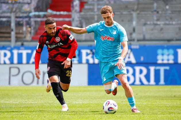 16.05.2026, xavx, Fussball 3.Liga, SV Wehen Wiesbaden - TSG Hoffenheim U23 v.l. Fatih Kaya (SV Wehen Wiesbaden), Alex Honajzer (TSG 1899 Hoffenheim II) (DFL DFB REGULATIONS PROHIBIT ANY USE OF PHOTOGRAPHS as IMAGE SEQUENCES and or QUASI-VIDEO) Wiesbaden