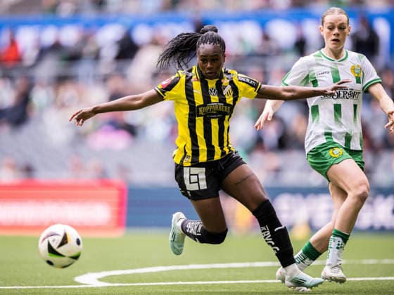 260516 Häckens Monica Jusu Bah och Hammarbys Sofia Reidy under finalen i Svenska Cupen mellan Hammarby och Häcken den 16 maj 2026 i Stockholm. Copyright: EMMAxWALLSKOG BB260516EW012