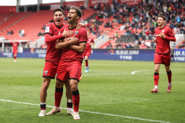 3. Liga; FC Ingolstadt 04 - SV Waldhof Mannheim; Yann Sturm (7, FCI) Tor Jubel Treffer 5:1, drittes Tor Emre Gül (5, FCI) 3. Liga - FC Ingolstadt 04 Saison 2025 2026 SV Waldhof Mannheim;