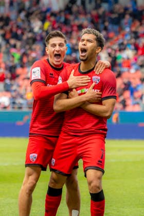 Ingolstadt, Deutschland 16. Mai 2026: 3. Liga - 2025 2026 - Sp. 38 - FC Ingolstadt 04 gegen SV Waldhof Mannheim Im Bild: Torschütze Yann Sturm (FCI) jubelt nach seinem Tor zum 5:1 DFB regulations prohibit any use of photographs as image sequences and or quasi-video Audi Sportpark Bayern Copyright: xFotostandx xSchäferx