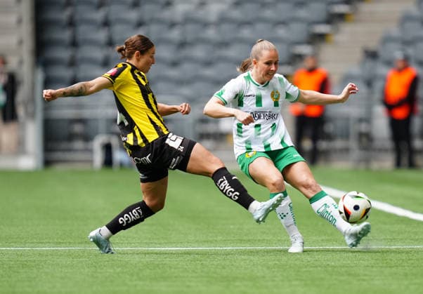 STOCKHOLM, SVERIGE 20260516 Häckens Tabitha Michelle Tindell mot Hammarbys Gudrun Arnardottir under lördagens finalmatch i Svenska cupen mellan Hammarby IF och BK Häcken FF pa 3Arena. STOCKHOLM SVERIGE x10658x
