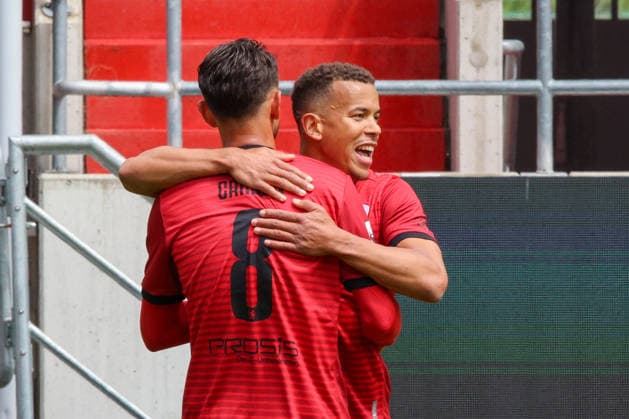 Jubel bei Marcel Costly (FC Ingolstadt 04, Nr.22) nach seinem Treffer Tor zum 2:0 beim Spiel FC Ingolstadt 04 gegen SV Waldhof Mannheim am 16.05.2026, DFB regulations prohibit any use of photographs as image sequences and or quasi-video. GER, Fussball, 3. Liga, Spieltag 38, FC Ingolstadt 04 gegen SV Waldhof Mannheim, 16.05.2026, Audi Sportpark Ingolstadt Copyright: xEibner-Pressefoto OliverxSTRISCHx EP-OSH