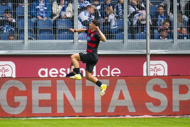 3.Liga MSV Duisburg - Viktoria Köln ** NUR FÜR REDAKTIONELLE ZWECKE ** EDITORIAL USE ONLY **<p>Fußball 3.Liga MSV Duisburg - Viktoria Köln am 16.05.26 in der Schauinsland-Reisen Arena in Duisburg Torjubel zum 0:1 durch Taylan Duman ( Viktoria Köln ) Duisburg Copyright: JakobxKlos