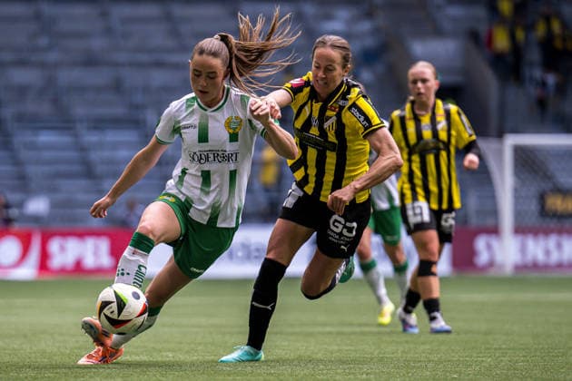 260516 Hammarbys Svea Rehnberg och Häckens Aivi Luik under finalen i Svenska Cupen mellan Hammarby och Häcken den 16 maj 2026 i Stockholm. Copyright: EMMAxWALLSKOG BB260516EW046