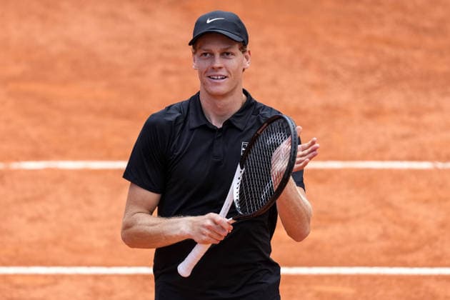 Jannik Sinner of Italy during the match postponed due to rain against Daniil Medvedev of Russia at the Internazionali BNL d Italia 2026 tennis tournament at Foro Italico in Rome (Italy) on May, 16, 2026. AntoniettaxBaldassarre