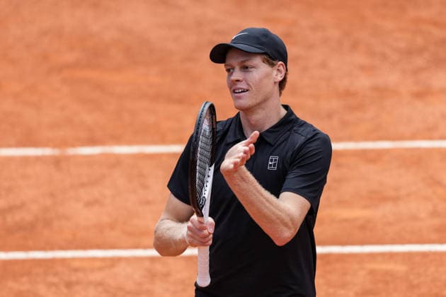 Jannik Sinner of Italy during the match postponed due to rain against Daniil Medvedev of Russia at the Internazionali BNL d Italia 2026 tennis tournament at Foro Italico in Rome (Italy) on May, 16, 2026. AntoniettaxBaldassarre