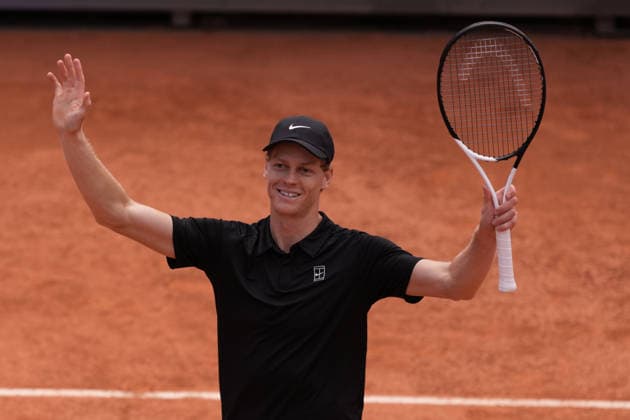 Jannik Sinner during the match between Jannik Sinner (ITA) vs Daniil Medvedev at the Italian Open in Rome, Saturday, May 16, 2026. (Alfredo Falcone LaPresse)  Copyright: xAlfredoxFalcone LaPressex