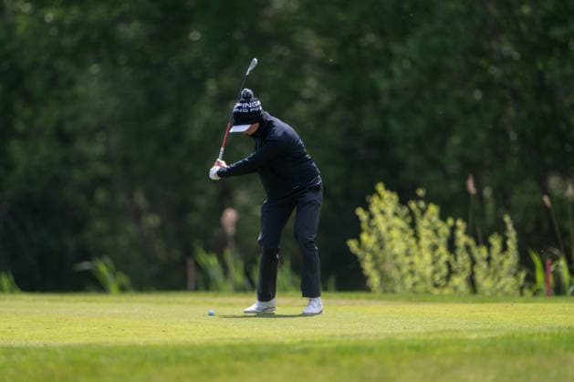 HAMBURG, GERMANY - MAY 16: Kelsey Bennett of Australia hits her second shot on the 6th hole during the third round of the Amundi German Masters at Green Eagle Golf Courses on May 16, 2026 in Hamburg, Germany. Credit: Andy Astfalck NurPhoto Germany Copyright: xAndyxAstfalckx
