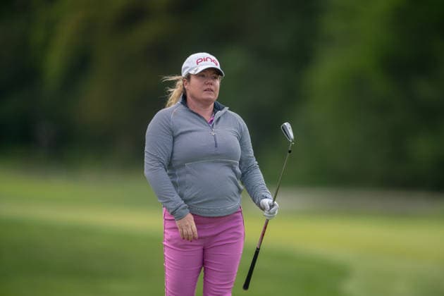 HAMBURG, GERMANY - MAY 16: Eleanor Givens of England hits her second shot on the 6th hole during the third round of the Amundi German Masters at Green Eagle Golf Courses on May 16, 2026 in Hamburg, Germany. Credit: Andy Astfalck NurPhoto Germany Copyright: xAndyxAstfalckx