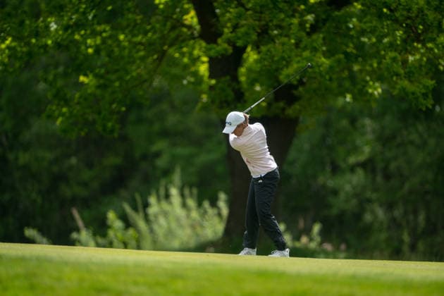 HAMBURG, GERMANY - MAY 16: Maddison Hinson-Tolchard of Australia hits her second shot on the 6th hole during the third round of the Amundi German Masters at Green Eagle Golf Courses on May 16, 2026 in Hamburg, Germany. Credit: Andy Astfalck NurPhoto Germany Copyright: xAndyxAstfalckx