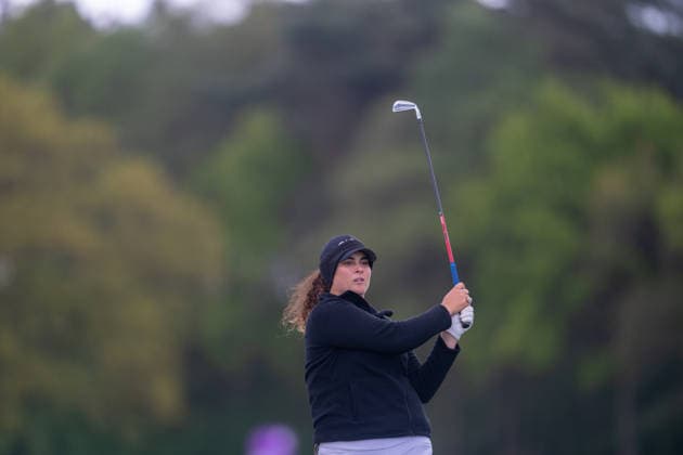 HAMBURG, GERMANY - MAY 16: Luna Sobron Galmes of Spain hits her second shot on the 6th hole during the third round of the Amundi German Masters at Green Eagle Golf Courses on May 16, 2026 in Hamburg, Germany. Credit: Andy Astfalck NurPhoto Germany Copyright: xAndyxAstfalckx