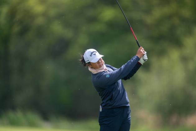 HAMBURG, GERMANY - MAY 16: Anna Huang of Canada hits her second shot on the 6th hole during the third round of the Amundi German Masters at Green Eagle Golf Courses on May 16, 2026 in Hamburg, Germany. Credit: Andy Astfalck NurPhoto Germany Copyright: xAndyxAstfalckx