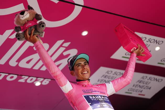 Portugal™s Afonso Oliveira Eulalio of Bahrain Victorious pink jersey during Stage 8 of the Giro d™Italia, from Chieti to Fermo, Italy, Saturday, May 16, 2026.  Copyright: xFabioxFerrari LaPressex