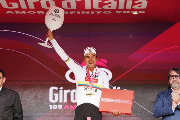 Ecuador™s Manuel Jhonatan Narvaez of UAE Team Emirates XRG stage winner during Stage 8 of the Giro d™Italia, from Chieti to Fermo, Italy, Saturday, May 16, 2026.  Copyright: xGianmattiaxD Alberto LaPressex