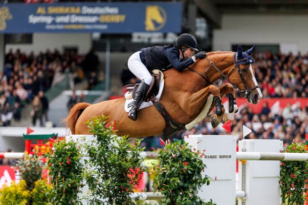 HAMBURG - Al Shira aa 95. Deutsches Spring- und Dressur DERBY 2026, HAMBURG - Al Shira aa 95. Deutsches Spring- und Dressur DERBY 2026 CONTER Emilie (BEL), Portobella van de Fruitkorf LONGINES Grand Prix of Hamburg Al Shira aa CSI5* Tour CSI5*: Int. jumping competition with jump-off (1,60m) Hamburg, Jenischpark, Derby Park Klein Flottbek 16. May 2026 -