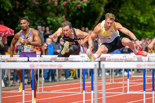 Niklas Kaul (USC Mainz), Sven Roosen (Niederlande) GER Lotto Deichmeeting 2026, Athletics, 16.05.2026, GER Lotto Deichmeeting 2026, Athletics, 16.05.2026, Neuwied Copyright: xEibnerxPressefoto JanxPapenfussx EP_JPS
