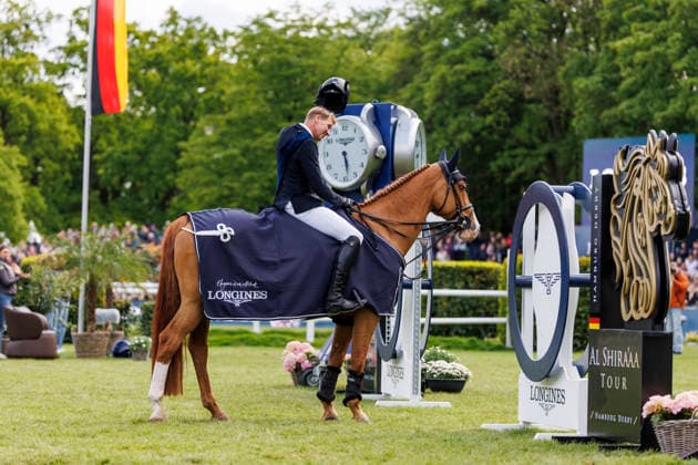 HAMBURG - Al Shira aa 95. Deutsches Spring- und Dressur DERBY 2026, HAMBURG - Al Shira aa 95. Deutsches Spring- und Dressur DERBY 2026 THIEME Andre (GER), DSP Chakaria Siegerehrung Prize giving ceremony LONGINES Grand Prix of Hamburg Al Shira aa CSI5* Tour CSI5*: Int. jumping competition with jump-off (1,60m) Hamburg, Jenischpark, Derby Park Klein Flottbek 16. May 2026 -