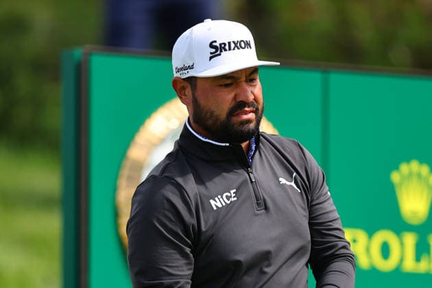 NEWTON SQUARE, PA - MAY 15: J.J. Spaun of the United States tees off at the first tee during Round two of the 2026 PGA, Golf Herren Championship on May 15, 2026 at Aronimink Golf Club in Newtown Square, Pennsylvania. (Photo by Rich Graessle Icon Sportswire) GOLF: MAY 15 PGA PGA Championship EDITORIAL USE ONLY Icon260515258002