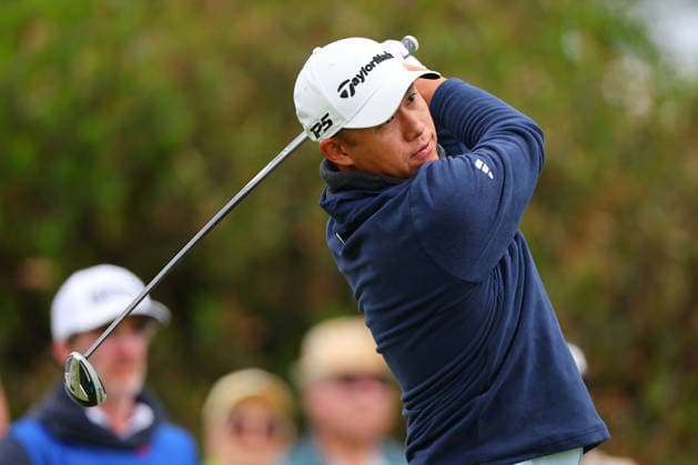 NEWTON SQUARE, PA - MAY 15: Collin Morikawa of the United States tees off at the first tee during Round two of the 2026 PGA, Golf Herren Championship on May 15, 2026 at Aronimink Golf Club in Newtown Square, Pennsylvania. (Photo by Rich Graessle Icon Sportswire) GOLF: MAY 15 PGA PGA Championship EDITORIAL USE ONLY Icon260515258432