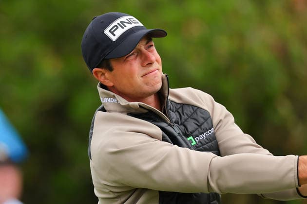 NEWTON SQUARE, PA - MAY 15: Viktor Hovland of Norway tees off at the first tee during Round two of the 2026 PGA, Golf Herren Championship on May 15, 2026 at Aronimink Golf Club in Newtown Square, Pennsylvania. (Photo by Rich Graessle Icon Sportswire) GOLF: MAY 15 PGA PGA Championship EDITORIAL USE ONLY Icon260515258502