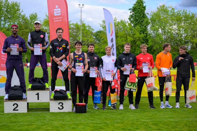 Leo Neugebauer (VfB Stuttgart), Amadeus Graeber (Eintracht Frankfurt) und Niklas Kaul (USC Mainz) GER Lotto Deichmeeting 2026, Athletics, 16.05.2026, GER Lotto Deichmeeting 2026, Athletics, 16.05.2026, Neuwied Copyright: xEibnerxPressefoto JanxPapenfussx EP_JPS