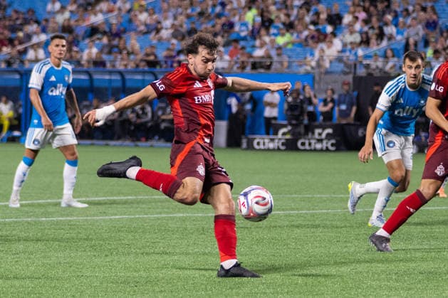 May 16, 2026: Toronto FC midfielder Alonso Coello (14) takes a shot against the Charlotte FC during the second half of the Major League Soccer match up at Bank of America Stadium in Charlotte, NC. ( CSM) Charlotte United States - ZUMAc04_ 20260516_zma_c04_020 Copyright: xScottxKinserx